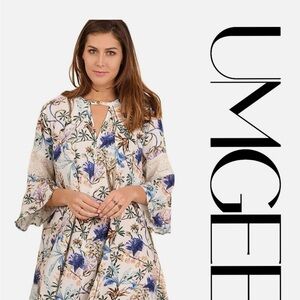 Umgee Keyhole Floral Lace Detailed Tunic Dress